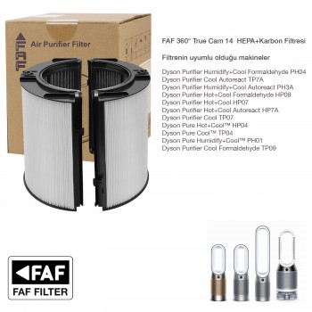 Dyson Purifier Hot+Cool Autoreact HP7A Filtresi, Faf True Cam Hepa 360 Filtre, 